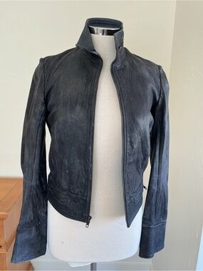 Duarte Jeans Destroyed Rock and Roll Leather Jacket - Size Small